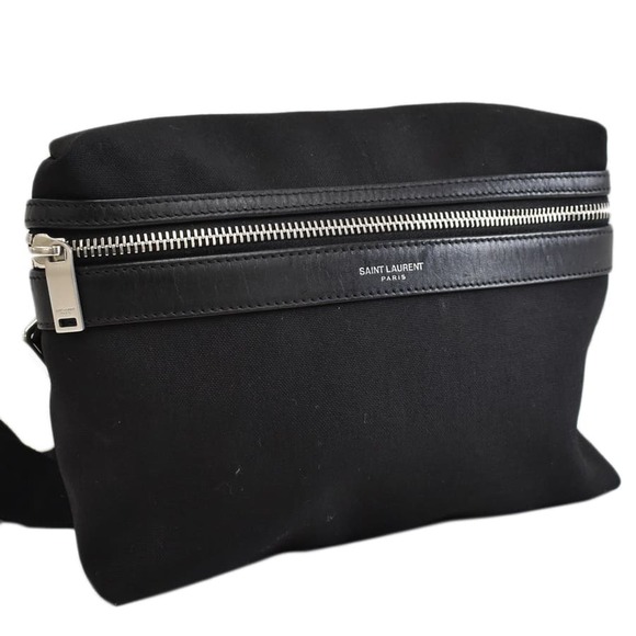 Saint Laurent Bag Black City Belt Canvas Body Yves - Picture 1 of 8